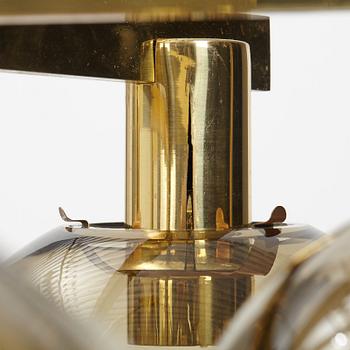 HANS-AGNE JAKOBSSON, a brass and glass nine-light ceiling light from Markaryd, second half of the 20th century.