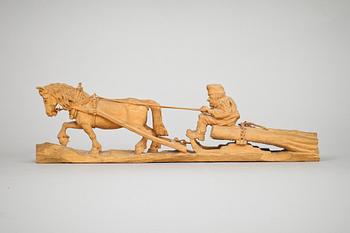 TRÄSKULPTURER, 2 st, Anders Blanck, Dalarna. 1930-tal.