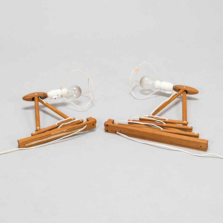 Erik Hansen, vägglampor, ett par, "Saxelampe", Le Klint, Danmark.