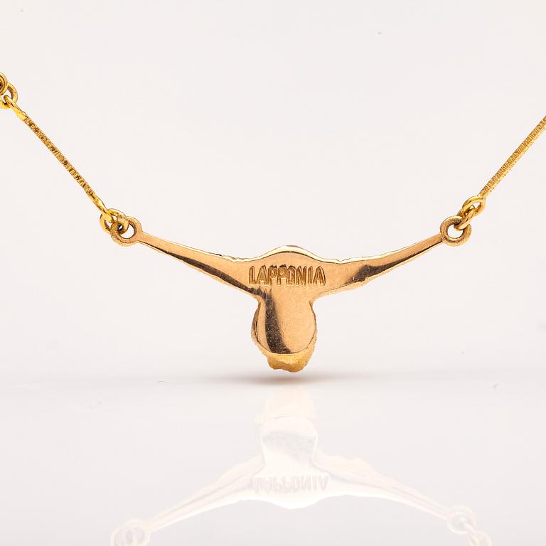 BJÖRN WECKSTRÖM, KAULAKORU "Cheek to cheek", 14K kultaa, viljellyt helmet. Lapponia 1988.