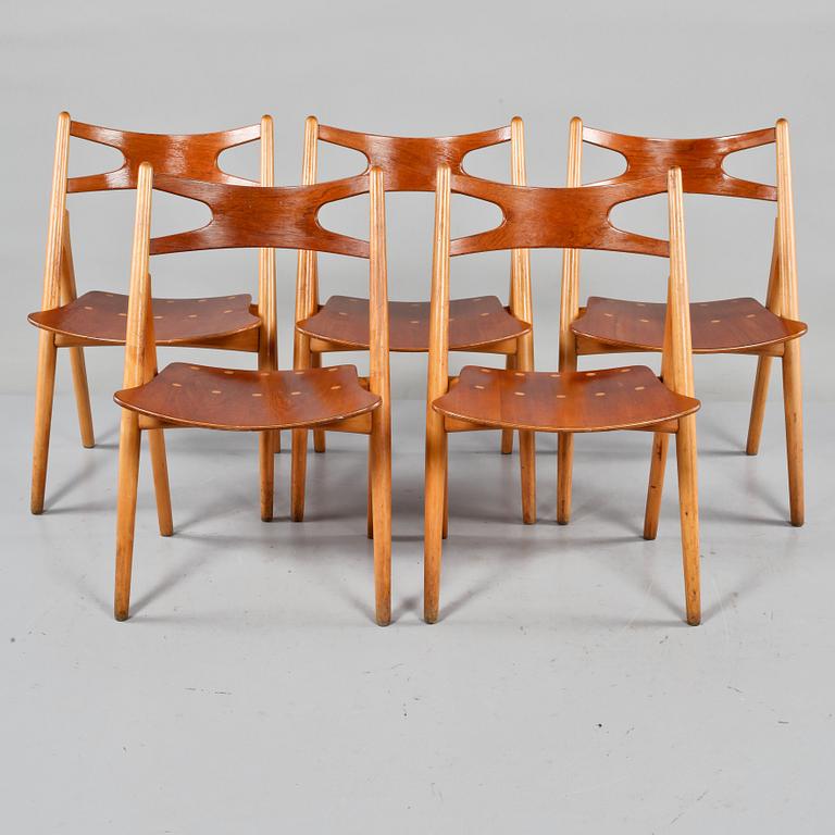 STOLAR, 5 st, "CH-29" / "Savbukkestolen", Hans J Wegner, Ferdinand Lundquist, 1950-60-tal.