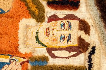 Alf Munthe, a textile, "Välkommen", embroidery and pile on fabric, ca 244,5 x 87-89 cm.