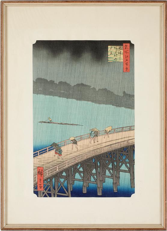 ANDO UTAGAWA HIROSHIGE, träsnitt, Japan 1800-tal.