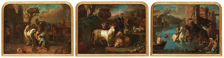 Johan Heinrich Roos Follower of, Pastoral lanscapes with figures and animals.