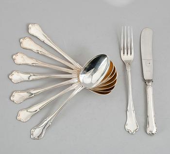 BESTICK, 9 delar, silver, K Andersson, Stockholm, bl a 1917. Vikt ca 412 gram.