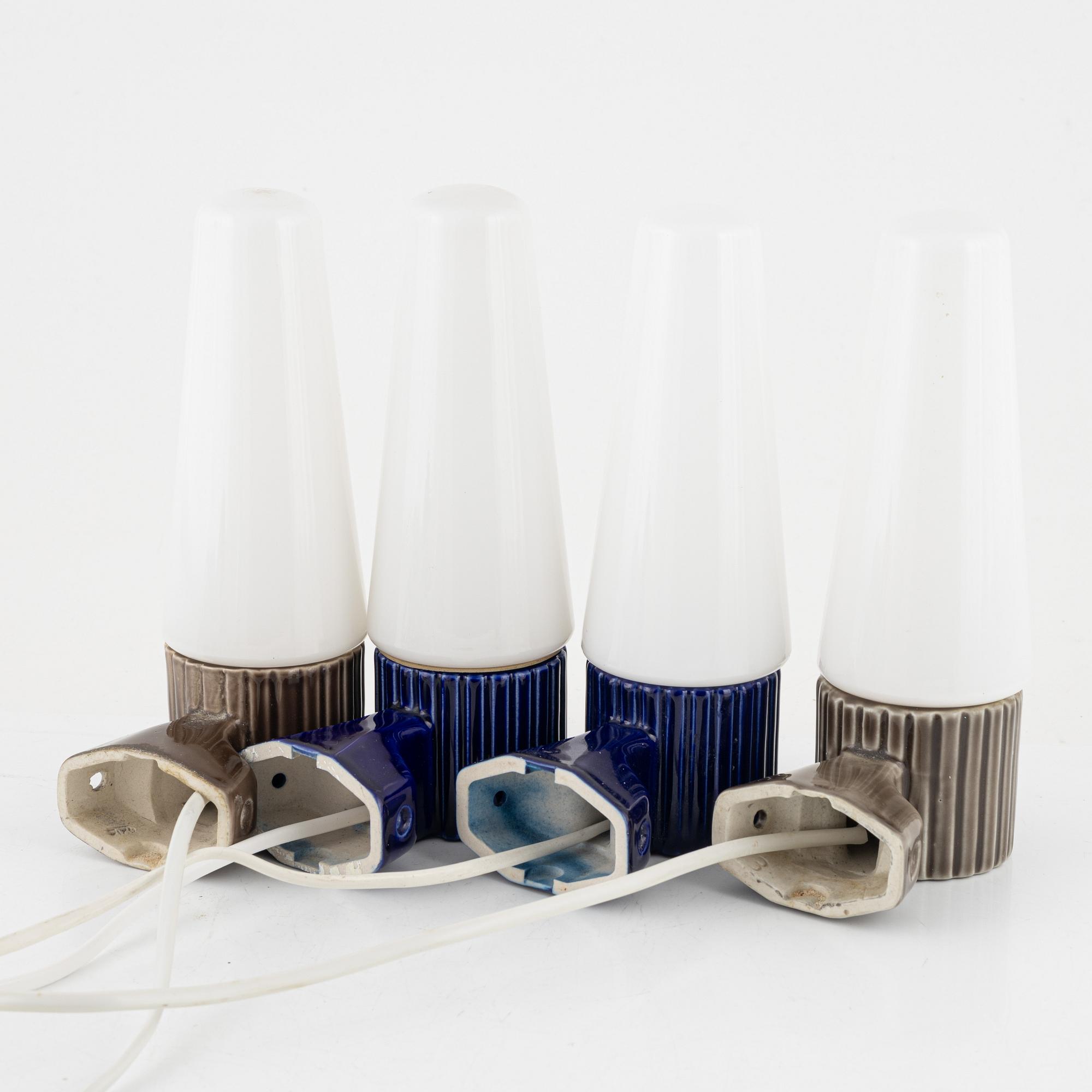 Hans-Agne Jakobsson, two pairs of wall lamps/bathrooms lamps, IFÖ, Sweden, 1960's.