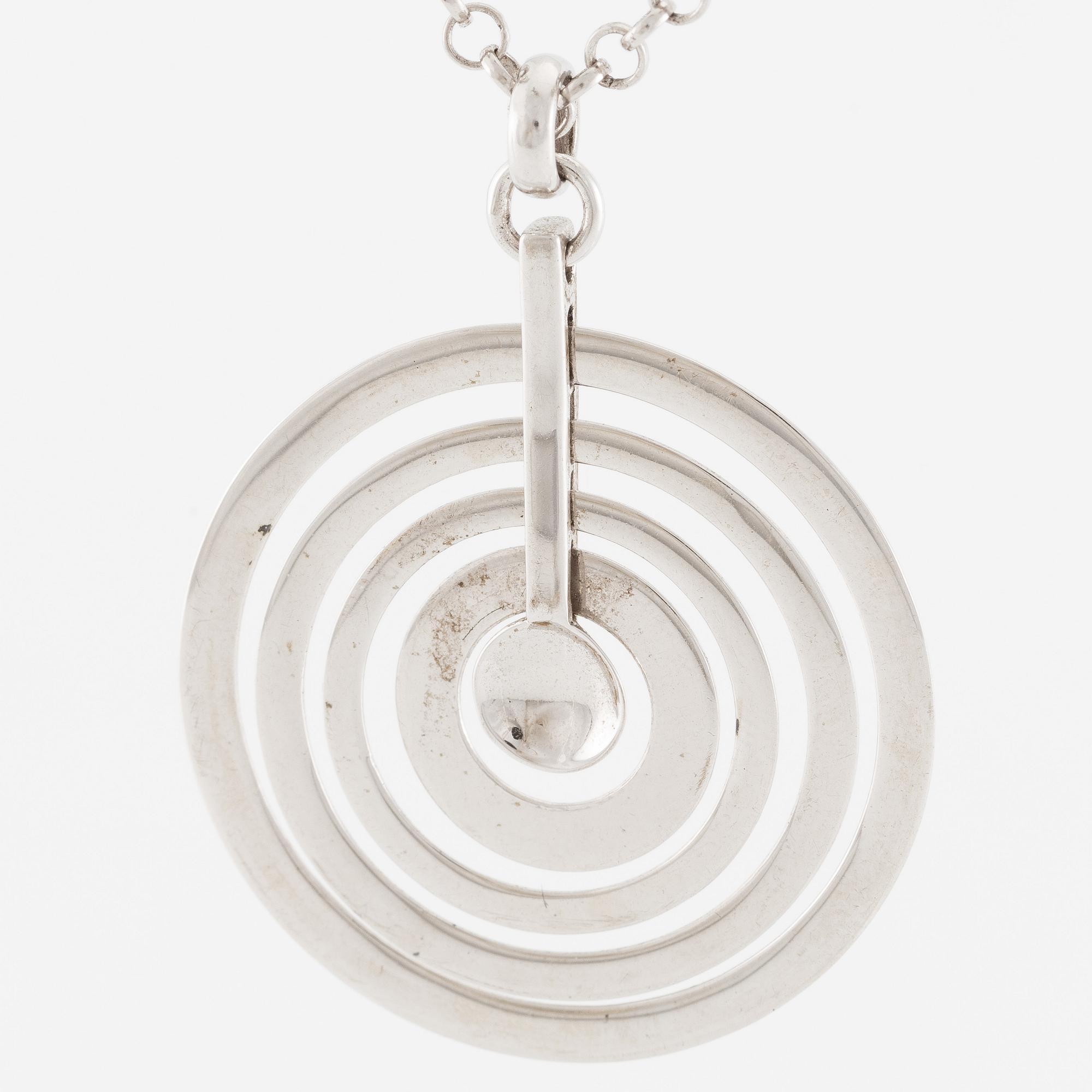 Tapio Wirkkala, pendant with chain "Silvermoon", sterling silver, for Kultakeskus.