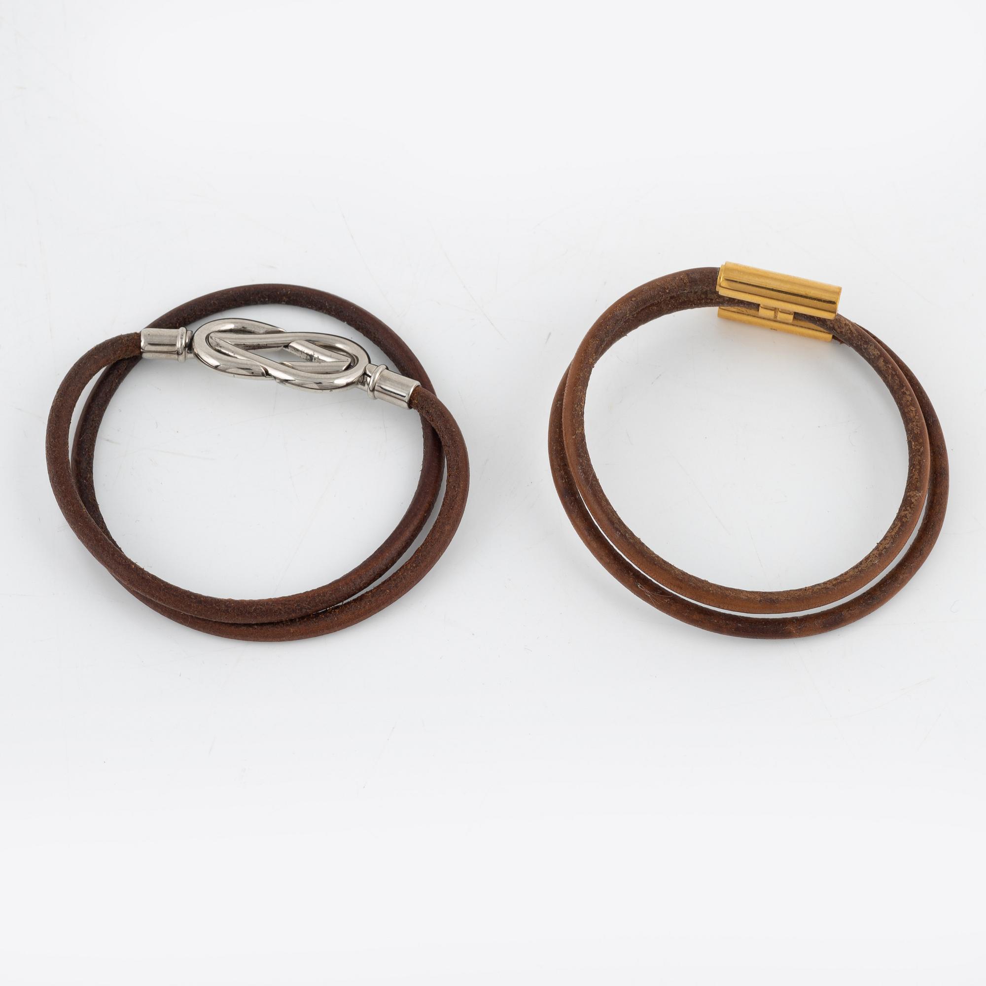 Hermès, two leather bracelets.