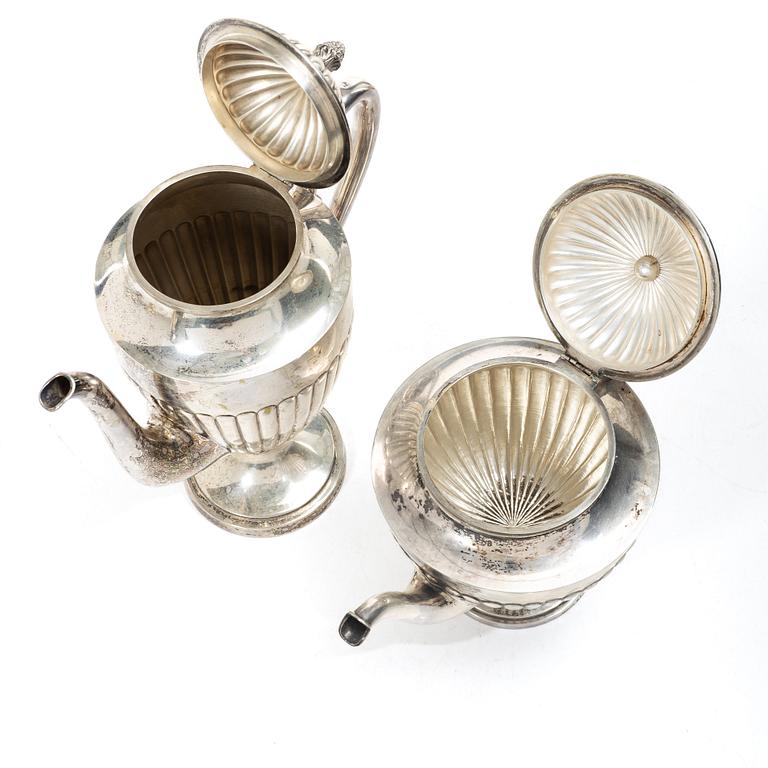 C.G. Hallberg, Tea and coffee service, 4 pieces, silver, Gustavian style, Stockholm 1897–1909.