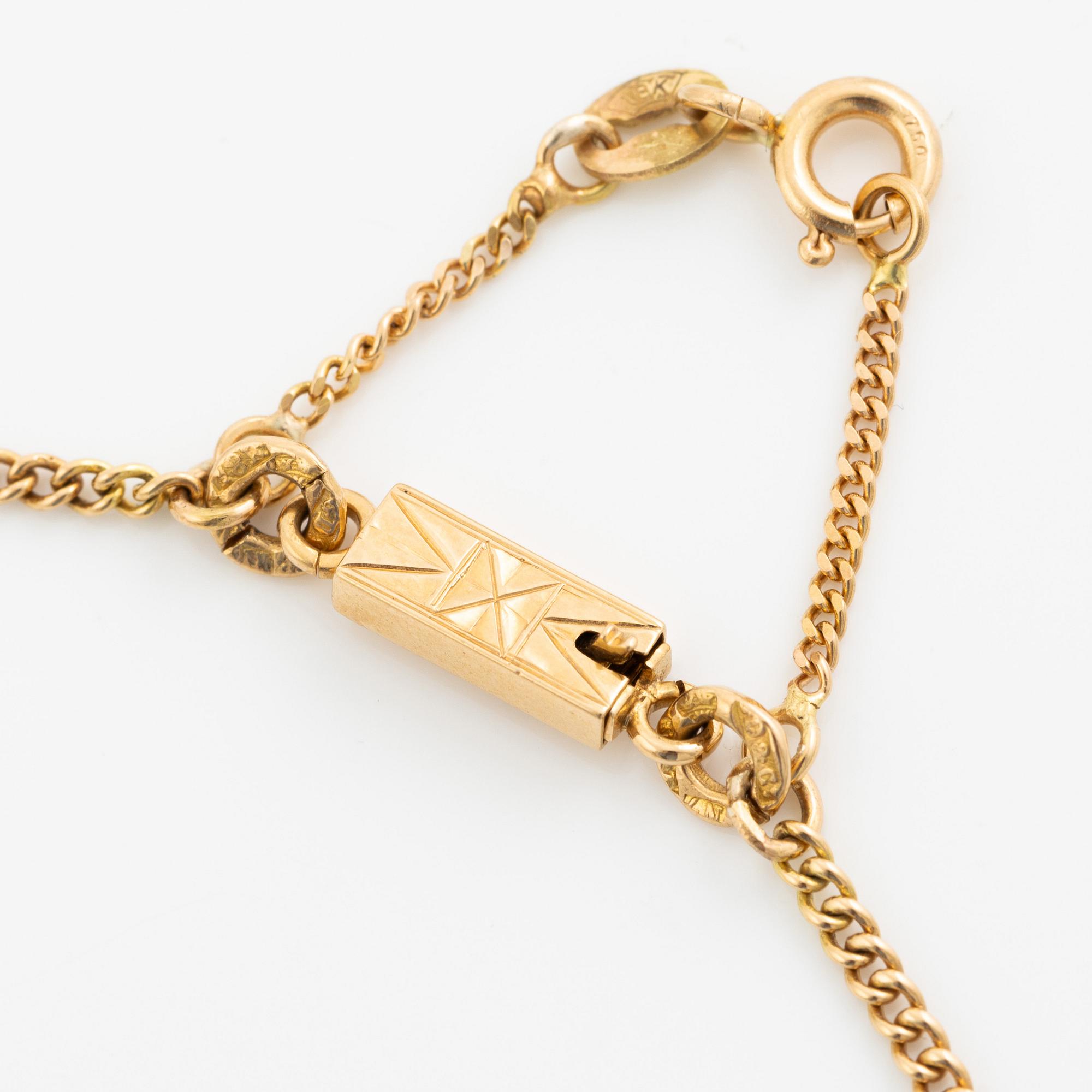 Collier, Dahlgren & Co, Malmö 1908, 18K gold with citrine and seed pearls.