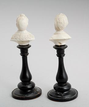 MINIATYRBYSTER, 2 st, ben, 1800-talets mitt.