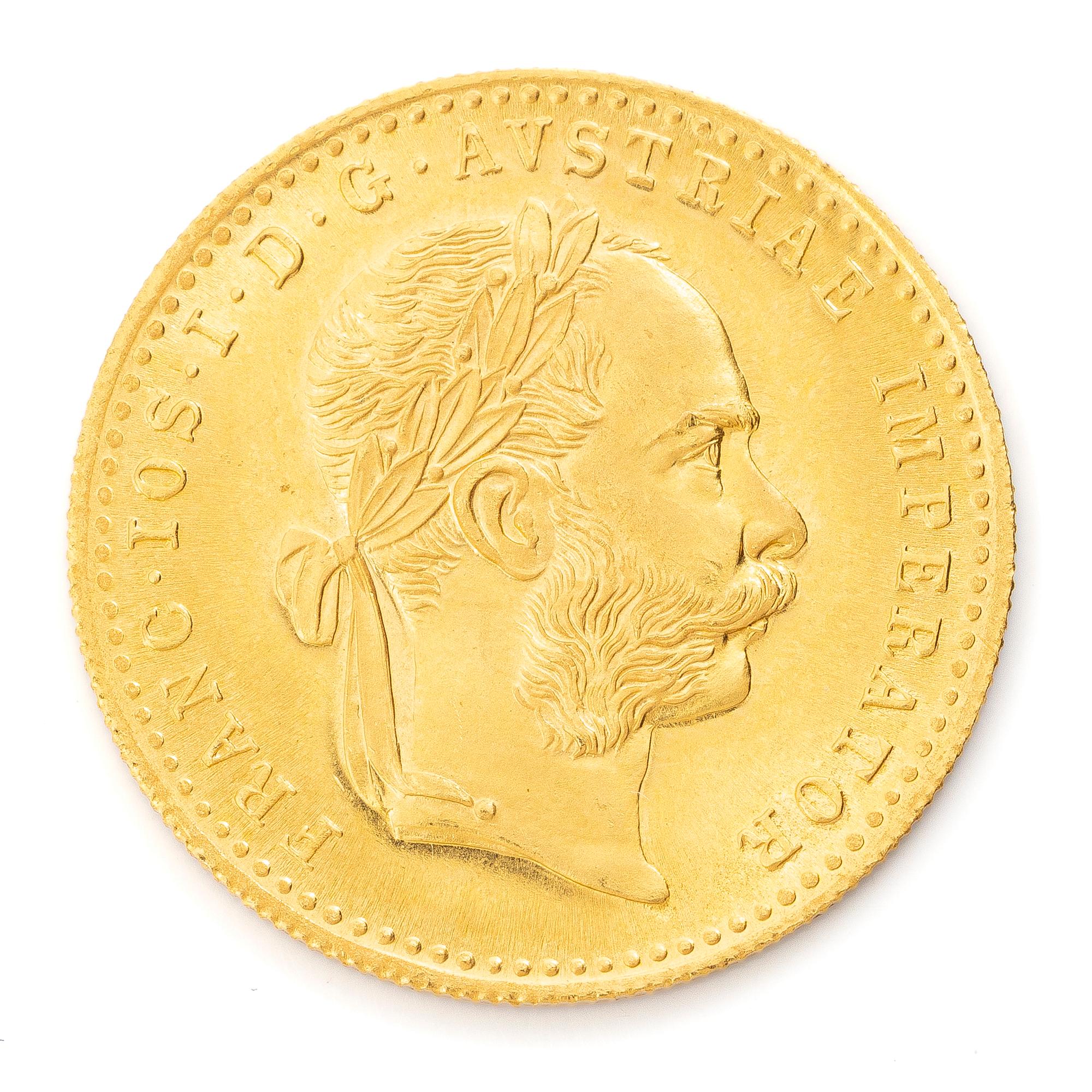 Gold coin, Austria-Hungary, Franz Josef, 1 ducat, 1915 restrike.