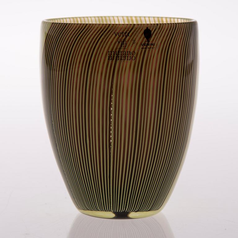 A Glass Vase, signed Venini Italia Paolo Venini 1982.