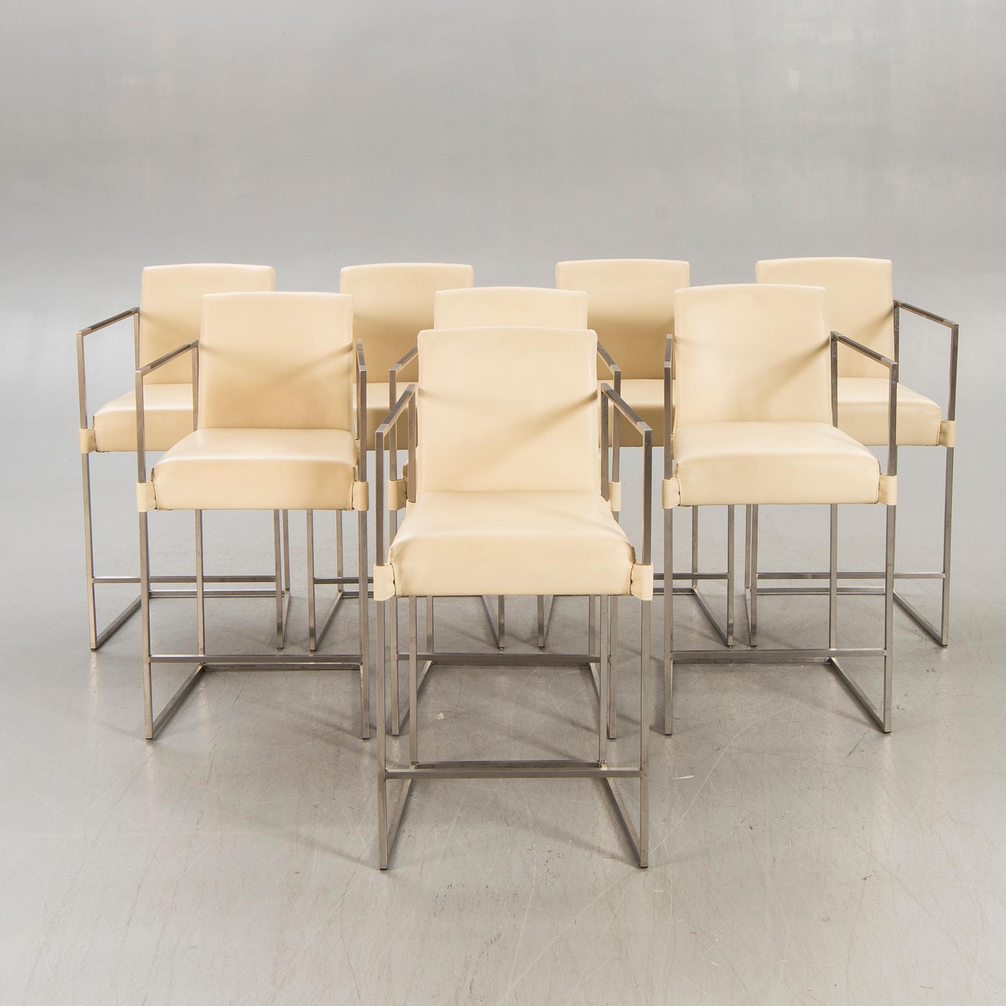 Bert Plantagie, a bar table and eight stools 21st century.