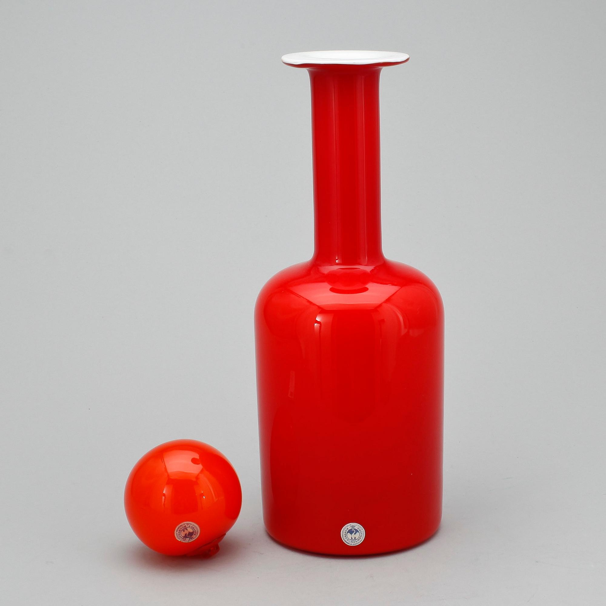 KARAFF MED PROPP, glas, Holmegaard, Danmark, 1900-talets mitt.