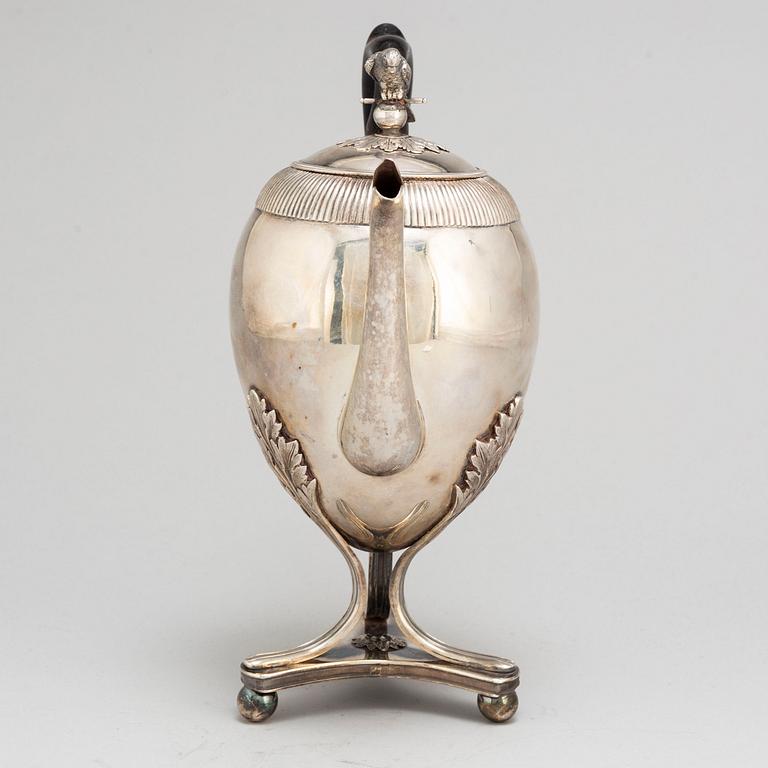 JOHAN CARLSSON, kaffekanna, silver, empire, Norrköping, 1822.