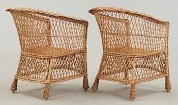 FÅTÖLJER, ett par, rotting, 1900-talets första hälft.