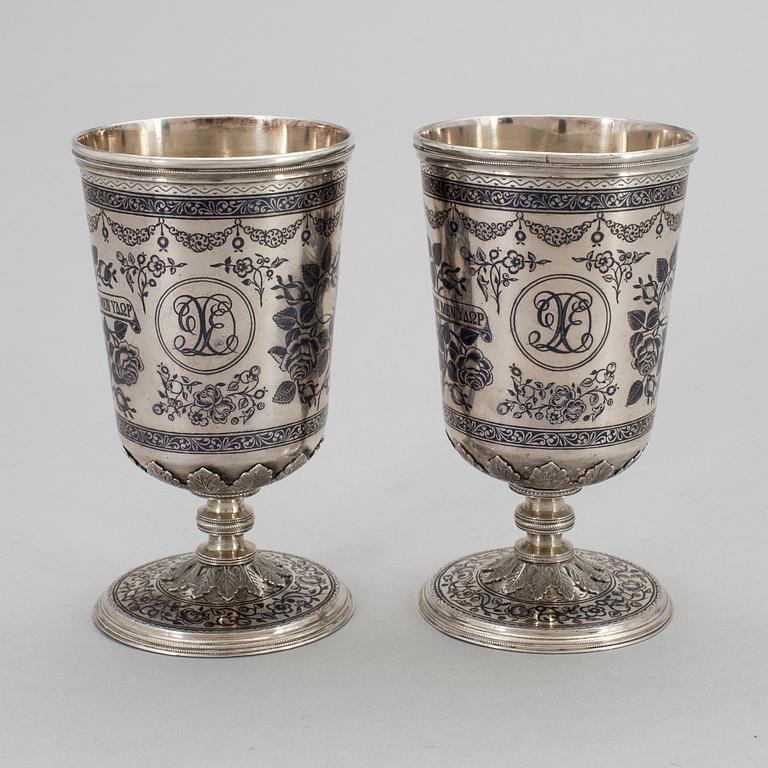 TWO GREEK SILVER GOBLETS,  with Swedish import marks.