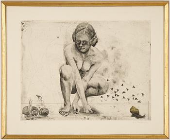 PG Thelander, etching in colours, 1975, signed 17/100.