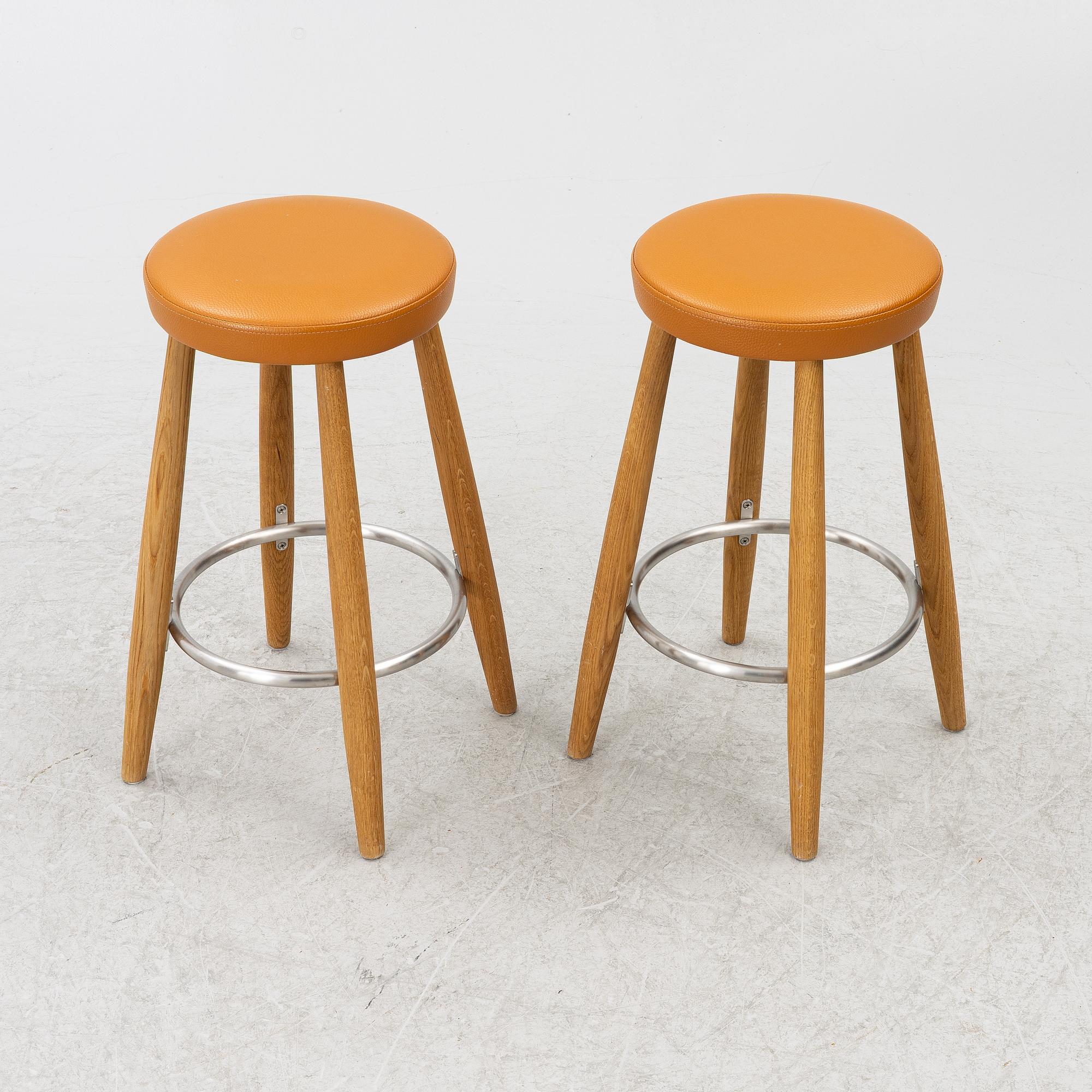 Hans J. Wegner, a pair of 'CH56' bar stools, Carl Hansen & Son, Denmark, 21st century.