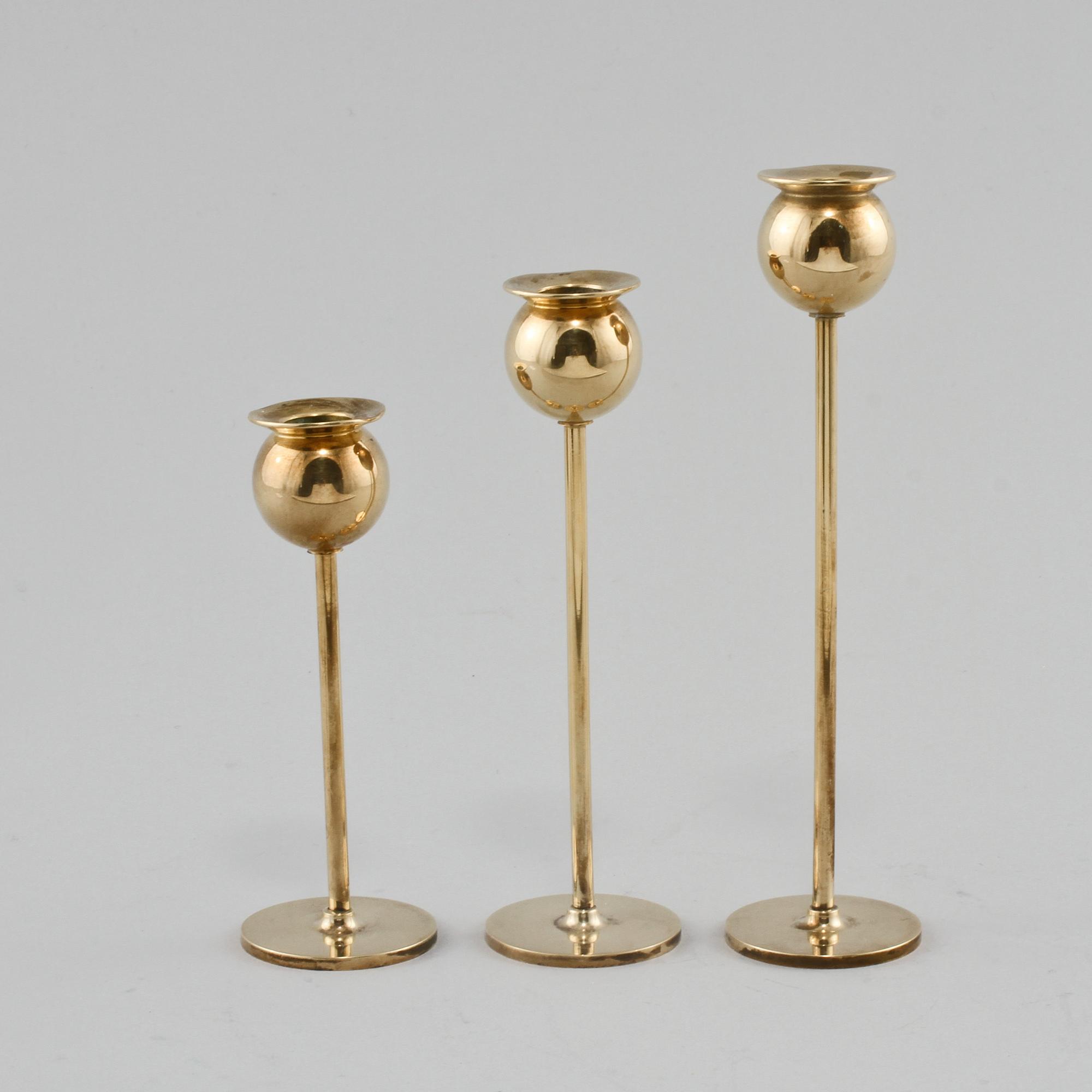 LJUSSTAKAR, 3 st, "Tulpan", Pierre Forsell, Skultuna, 1900-talets andra hälft.