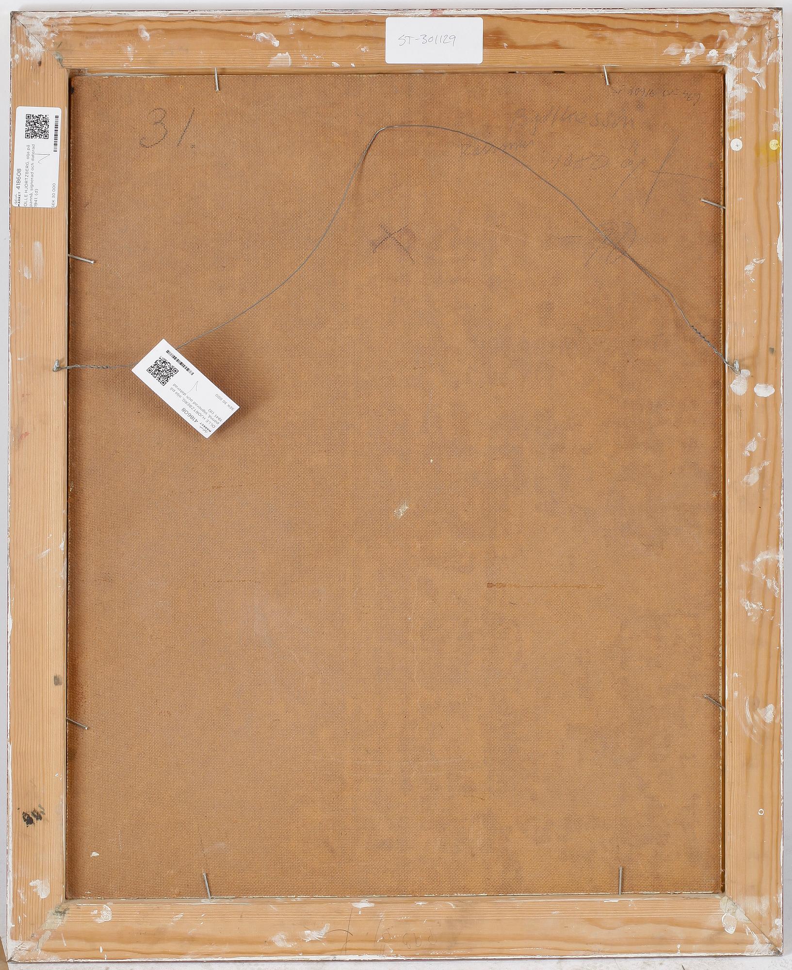 OLLE HJORTZBERG, olja på pannå, signerad och daterad 1941.