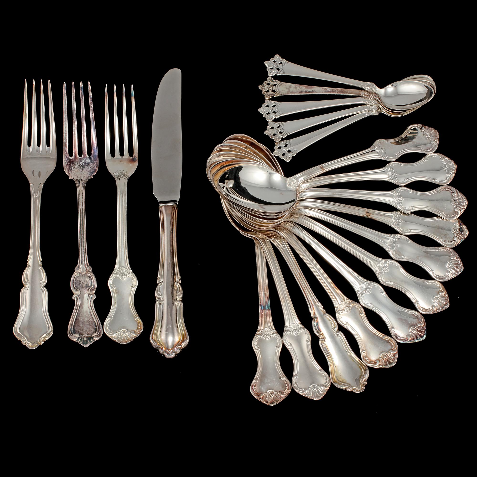 PARTI BESTICK, 20 delar, silver, totalvikt 810 g, 1900-talets andra hälft.