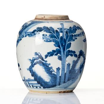 A blue and white jar, Qing dynasty, 18th Century.