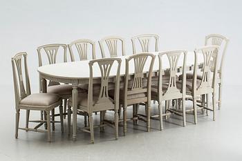 MATSALSGRUPP, 13 delar, gustaviansk stil, 1900-talets andra hälft.