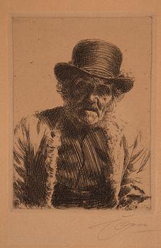 Anders Zorn, etching, 1911, signed in pencil.