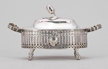 SKÅL, silver samt glas, Sheffield, England, Fenton Creswick & Co, 1775-76. Vikt ca 332 g.