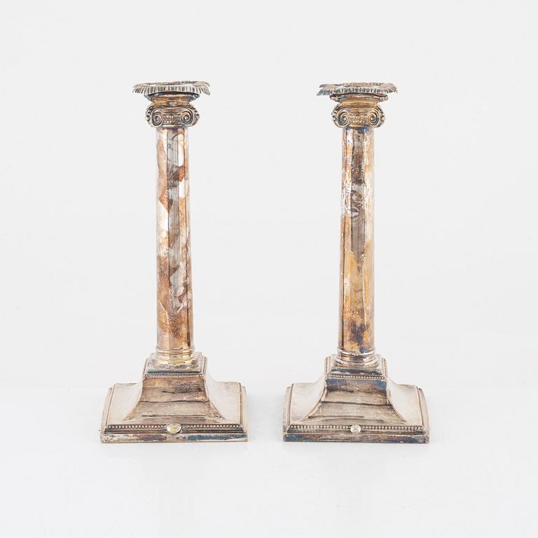 A pair of silver-plate candlesticks, early 20th century.