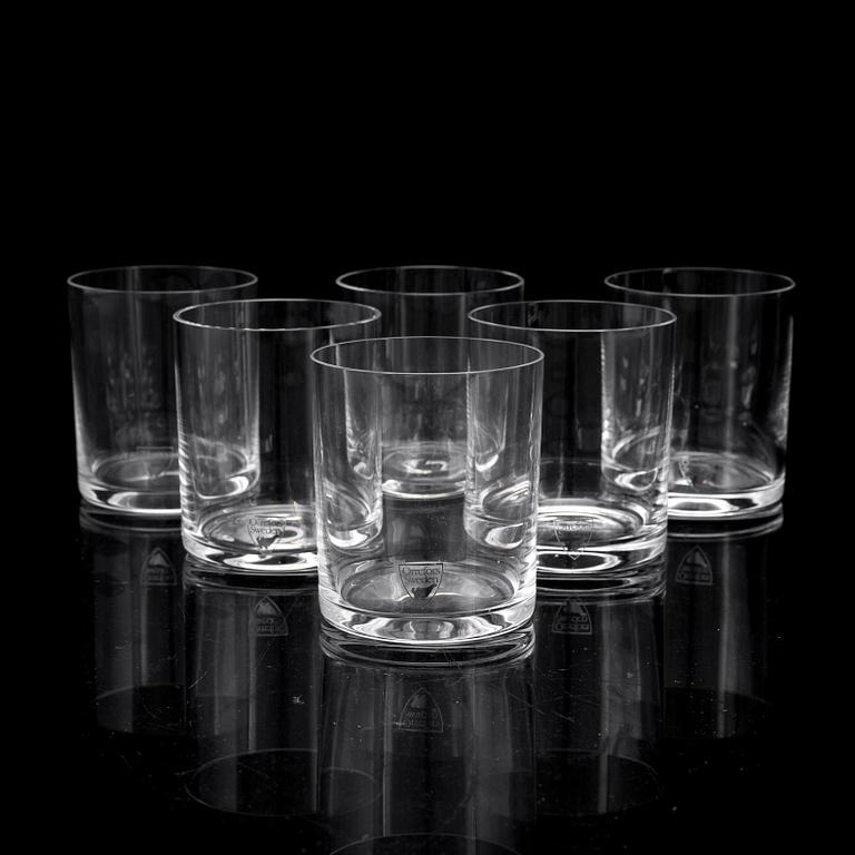 Six Gunnar Cyrén 'Nobel' tumbler glasses, for Orrefors.