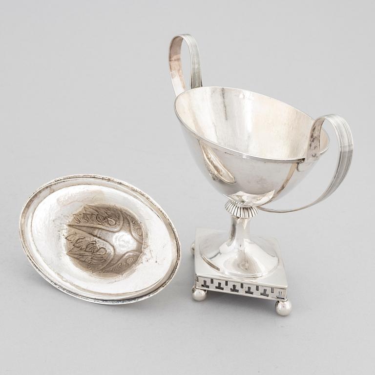 Two Swedish Silver Empire Sugar Bowls, mark of Nils Limnelius,  Stockholm 1811.