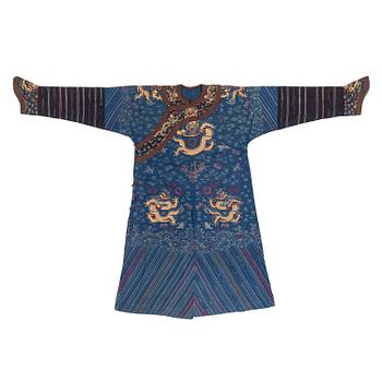 954. A blue ground summer gauze dragon robe, Jifu, Qing dynasty, circa 1900.