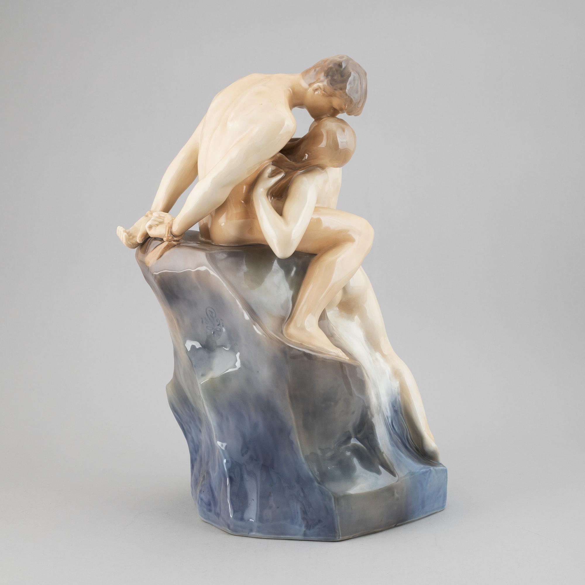ROYAL COPENHAGEN, a porcelain figure group, 'Kyssen'.