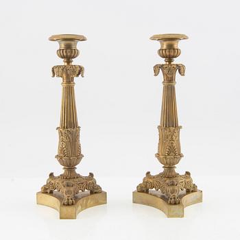 Candlesticks, a pair in Empire style, late 19th century.