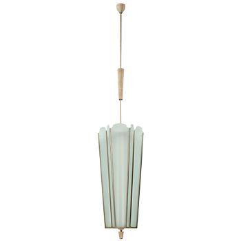 339. SWEDISH DESIGNER, a nickel plated, white chalked oak and frosted glass ceiling light, mid 20th Century.