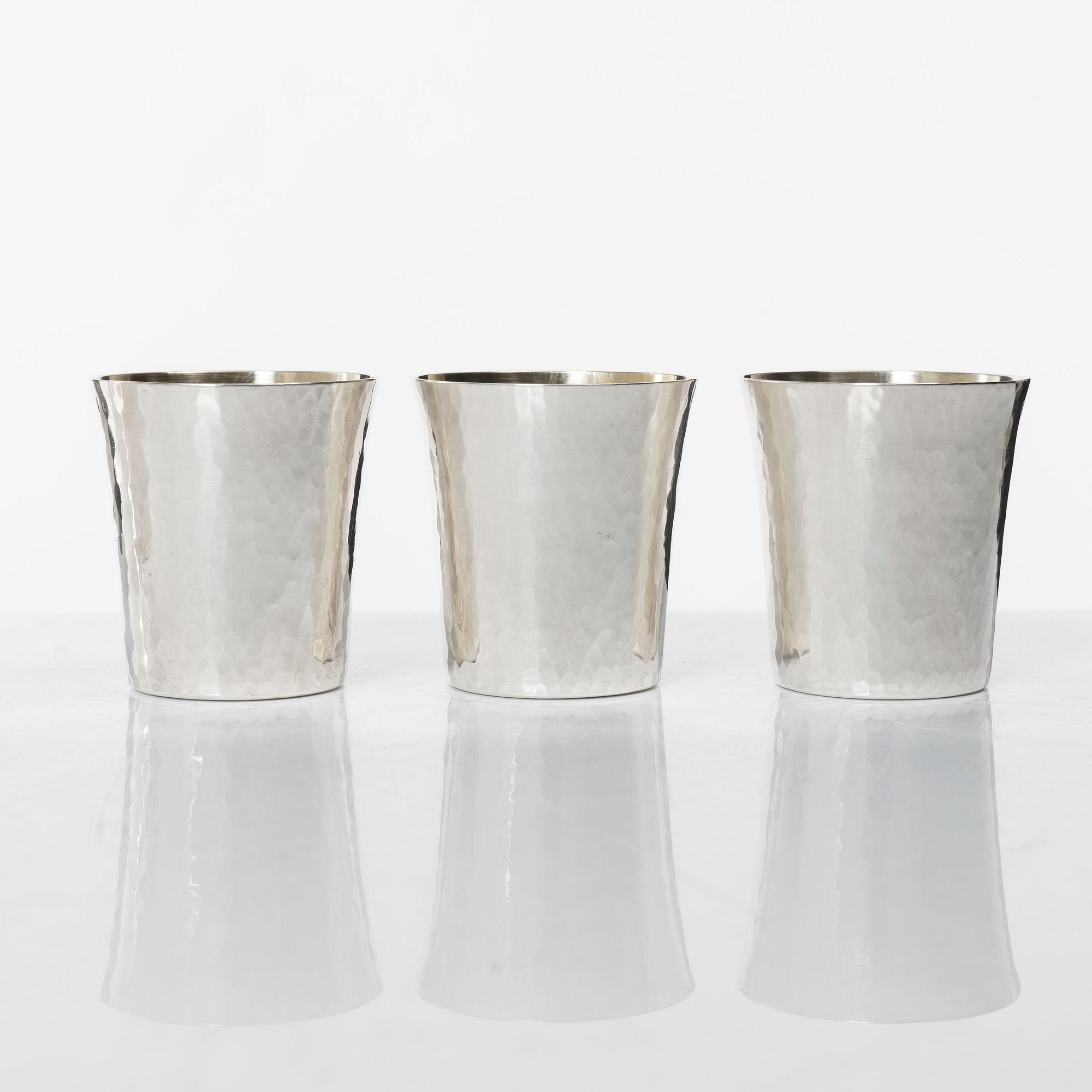 Six silver beakers, mark of Mema, Lidköping 1979.