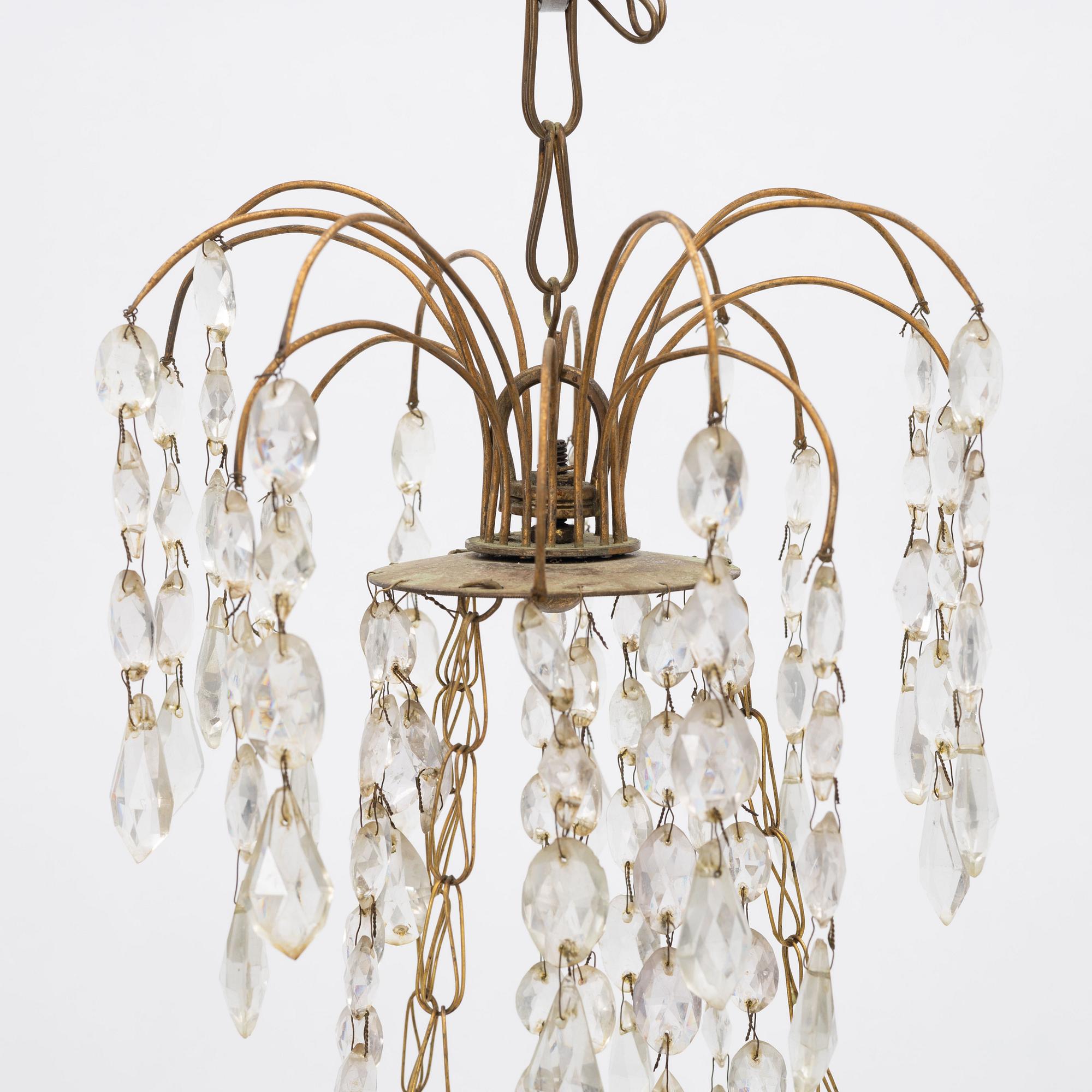 Ljuskrona, för tre ljus, Stockholmsarbete, sent 1700-tal, Gustaviansk.