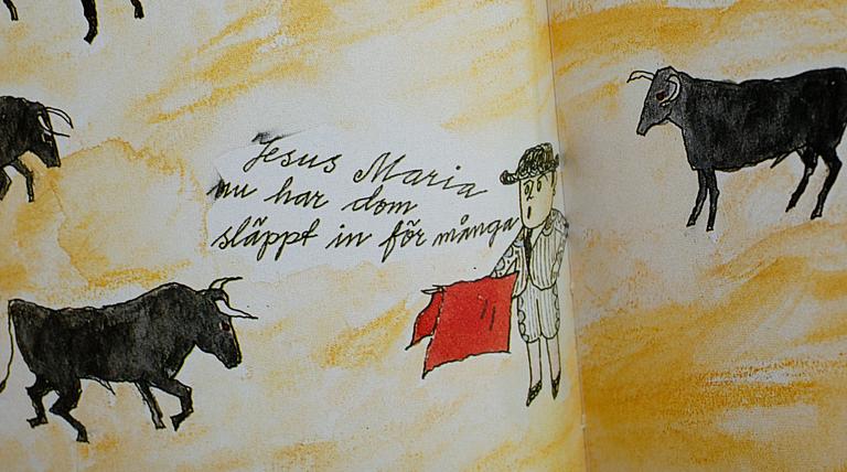 BOK, "Bilder från Klotet" av Lasse Sandberg, Rabén & Sjögren 1989. Signerad kopia. Färglitografi, 100/299.