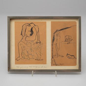 HANS VIKSTEN, drawings, mixed media, signed and dated 64 and 12/11 65.