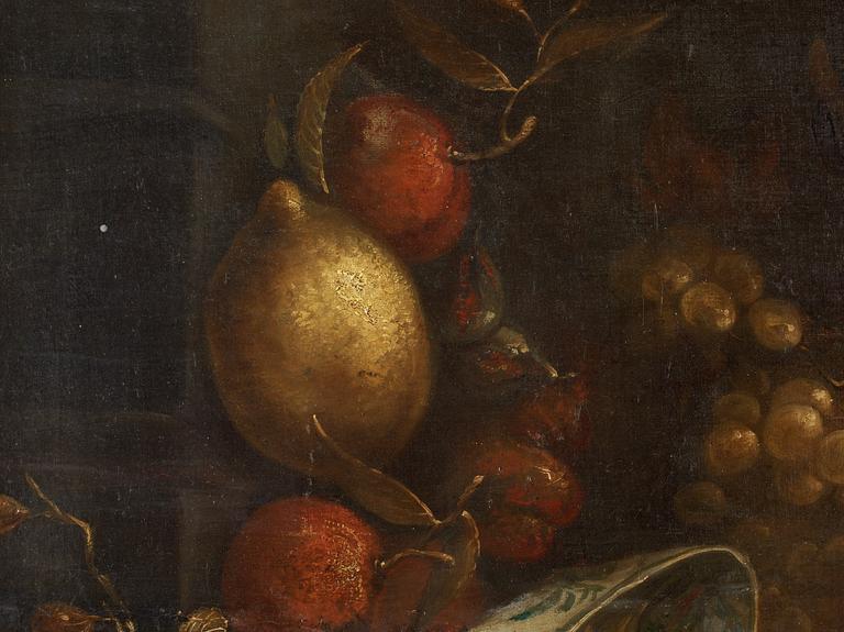 Still life with lemons, sherries and plums.