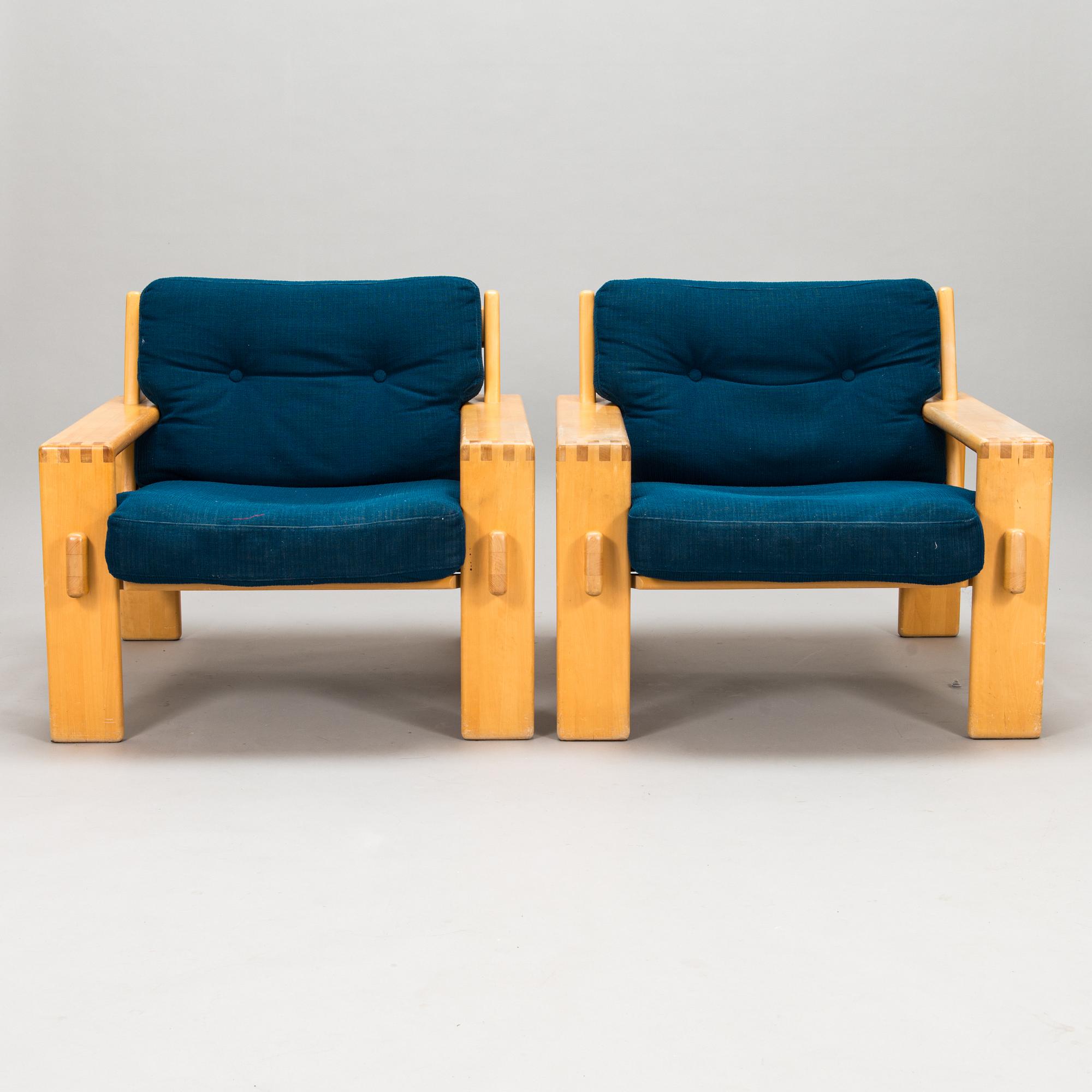 Esko Pajamies, fåtöljer ett par, "Bonanza" Asko, 1980-tal.