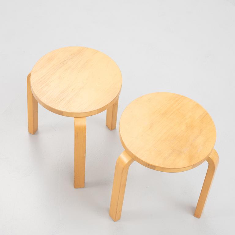 Alvar Aalto, a pair of model 60 stools, Artek, Finland.