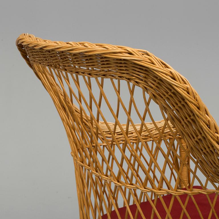 A pair of rattan armchairs, second half of the 20th century.