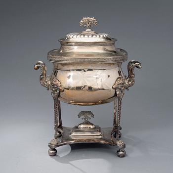 SAMOVAR, försilvrad koppar och mässing, England 1800-talets början.