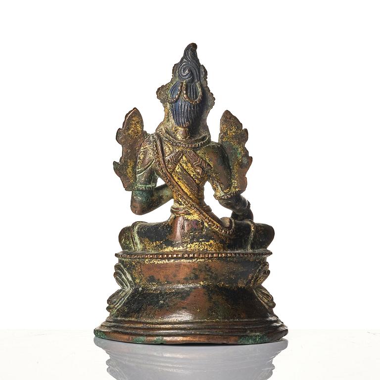 A copper alloy figure of Green Tara, Tibet, 17/18th century or later.