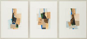 Kalevi Pyykönen, a set of three collages,  signed and dated -82.