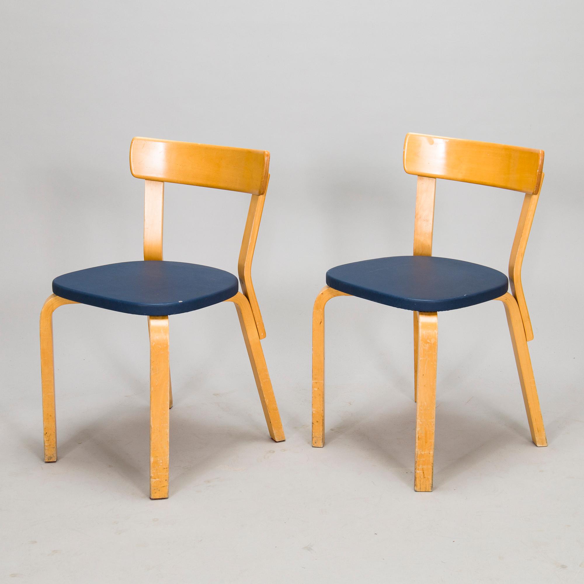 Alvar Aalto, a set of four '69' chairs for Artek, 1970s/80s